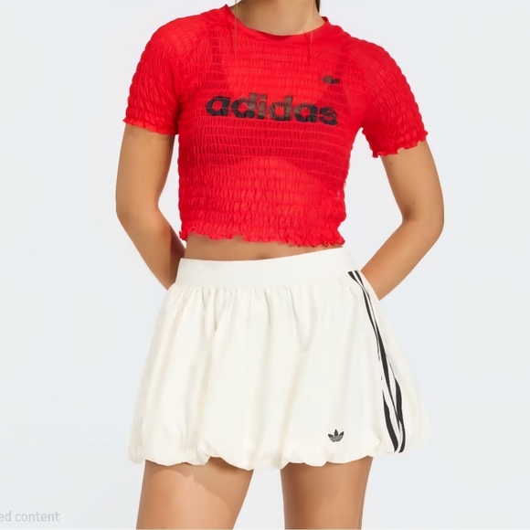 NWT Adidas Originals Smocked Cali Tee | Better Scarlet, L - Picture 2 of 6